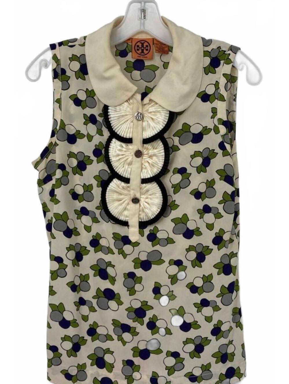 Tory Burch Multicolor Silk Fruit Print Sleeveless Classic Womens Tank Top Size 8